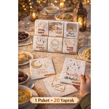Liground 1 Paket 20 Yaprak Ramazan Temalı Kağıt Peçete Desenli Iftar Sofrası Peçetesi Hayırlı Ramazanlar