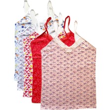 Vexor 5 Adet Kadın Askılı Desenli Atlet Dantelli Empirme Pamuklu Penye D6-10