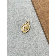 Rupen Kraft 14 Ayar Altın Oval Harf G Kolye Ucu Altın Oval G Harfi Kolye Ucu Altın Harf Altın Uç