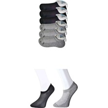 Vexor Siyah ve Gri Erkek Görünmez Çorap 6 Çift