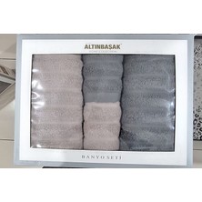 Altınbaşak Monna Banyo Seti / Hamam Seti 4 Parça Sabre / Gris    Bej / Gri