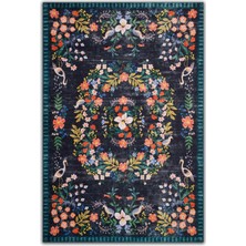 Kilim Home Mars 2184 Lacivert Botanik Floral Çiçeksi Modern ve Country Stil Dokuma Taban Halı