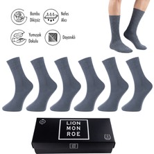 Lion Monroe Saf Bambu Erkek Soket Uzun Düz Füme Çorap Dikişsiz Premium Kutulu 6'lı L5952AZNB SoftAura