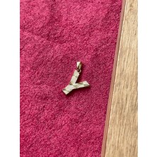 Rupen Kraft 14 Ayar Gramajlı Altın Kolye Ucu Füzyon 3 Boyutlu Y Harfi Altın Kolye Ucu