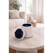 Flower Cup Candle Beige And Blue