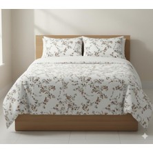 Belsina Çift Kişilik Minimal Çiçek Desenli Nevresim Takımı (Lastikli Çarşaflı)