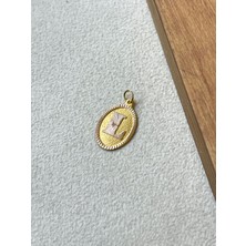 Rupen Kraft 14 Ayar Altın Oval Harf L Kolye Ucu Altın Oval L Harfi Kolye Ucu Altın Harf Altın Uç