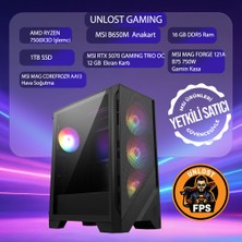 Tebilon UNLOST X- Amd 7500X3D-MSI B650M-MSI Geforce Rtx 5070 12G Gamıng Trıo 12GB-MSI 1TB-16GB Dddr5-Oempaket