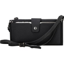 Flamex Lozan Strap 6.5 Inch Uyumlu Deri Kartlıklı Kılıf Erc1 Siyah