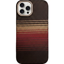 Caseart iPhone 16 Pro ile Uyumlu Kapak Magsafe Şarj Özellikli Ince Yapılı Karbon Kevlar Kılıf - Kahverengi