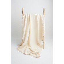 Liaboo Çoban Dikişli 4 Katlı Müslin Battaniye Ekru