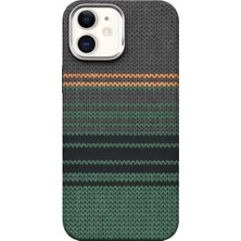 Caseart iPhone 11 ile Uyumlu Kapak Magsafe Şarj Özellikli Ince Yapılı Karbon Kevlar Kılıf - Yeşil