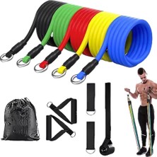 Epilons 11 Parça Çok Fonksiyonlu Egzersiz Bandı Seti Kapı Aparatlı Ev Tipi Fitness Pilates Seti