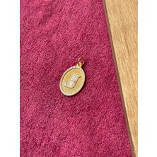 Rupen Kraft 14 Ayar Altın Oval Harf J Kolye Ucu Altın Oval J Harfi Kolye Ucu Altın Harf Altın Uç