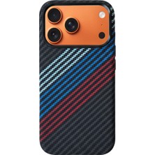 Case World Caseworld iPhone 17 Pro ile Uyumlu Kapak Magsafe Şarj Özellikli Ince Yapılı Karbon Kevlar Kılıf - Siyah