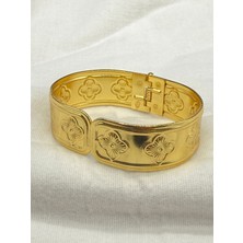 Paslanmaz Çelik Gold Kelepçe Bilezik