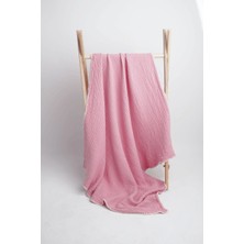 Liaboo Çoban Dikişli 4 Katlı Müslin Battaniye Pembe