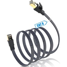 Pazariz Cat 8 Ethernet Kablosu 100FT, Naylon Örgülü 40GBPS 2000MHZ Lan RJ45 Internet Kablosu Iç ve Dış Mekan