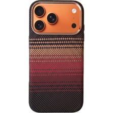 Case World Caseworld iPhone 17 Pro ile Uyumlu Kapak Magsafe Şarj Özellikli Ince Yapılı Karbon Kevlar Kılıf - Kahverengi