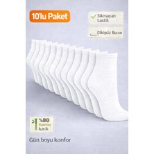 Baff Beyaz Unisex Bambu  Orta Konç Çorap (10'lu Paket)