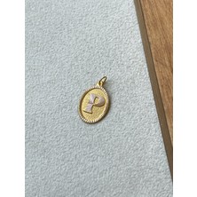 Rupen Kraft 14 Ayar Altın Oval Harf P Kolye Ucu Altın Oval P Harfi Kolye Ucu Altın Harf Altın Uç