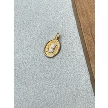 Rupen Kraft 14 Ayar Altın Oval Harf J Kolye Ucu Altın Oval J Harfi Kolye Ucu Altın Harf Altın Uç