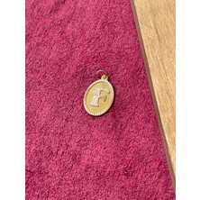 Rupen Kraft 14 Ayar Altın Oval Harf F Kolye Ucu Altın Oval F Harfi Kolye Ucu Altın Harf Altın Uç