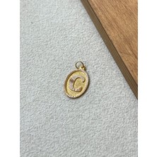 Rupen Kraft 14 Ayar Altın Oval Harf C Kolye Ucu Altın Oval C Harfi Kolye Ucu Altın Harf Altın Uç