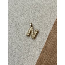 Rupen Kraft 14 Ayar Gramajlı Altın Kolye Ucu Füzyon 3 Boyutlu N Harfi Altın Kolye Ucu