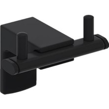 MegaVitrin Tema Premium 2'li Bornoz Askılığı Mat Siyah | Paslanmaz Çift Havluluk Vidalı 5 Yıl Garantili