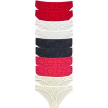 Vexor 10 Adet Önü Dantelli Transparan Kadın Slip Külot S1