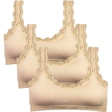 Vexor 3 Adet Dantel Nakış Işlemeli Pedli Bambu Kadın Büstiyer Ten