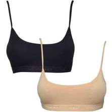 Vexor Pedli Ip Askılı Siyah ve Ten Rengi Büstiyer 2 Adet