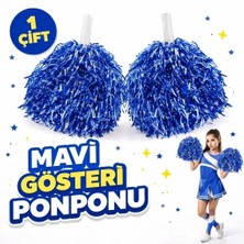 Urfakent 1 Çift ( 2 Adet ) Mavi Renk 23 Nisan 19 Mayıs 29 Ekim Okul Gösteri Ponponları