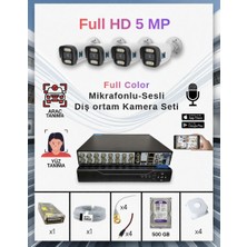 4 Kameralı Sesli Güvenlik Kamera Seti 5 Mp Renkli Yüz ve Araç Tanımalı Full Hd Kamera Sistemi