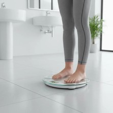 Flamex Yuvarlak Şeffaf Dijital Cam Baskül Terazi Tartı Hassas Ölçüm Modern Şık Tasarım
