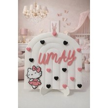 Pembe Siyah Kalpli Tasarım Hastane Odası & Bebek Odası Kapı Dekoru Kişiye Özel 25X25 cm