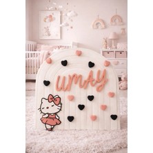 Pembe Siyah Kalpli Tasarım Hastane Odası & Bebek Odası Kapı Dekoru Kişiye Özel 25X25 cm