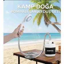 Kamptek Kamp Teknolojisi Kamptek Pompalı Şarj Edilebilir Duş Seti – Doğada Sıcak/soğuk Duş Keyfi – Kompakt & Güçlü Basınç