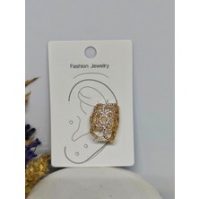 Tuel Zirkon Taşlı Gold Deliksiz Kıkırdak Küpesi – Çift Taraflı Ear Cuff Model