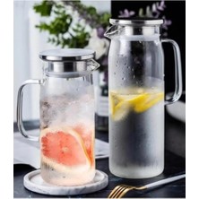 Flamex 1500 ml Borosilikat Cam Su Sürahisi - Metal Kapaklı ve Isıya Dayanıklı