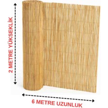 AYGHOME - Doğal Kamış Hasır Çit 2x6 Metre - Misinalı (200X600 Cm) - Bahçe ve Balkon Çiti Gölgelik (Tek Parça Rulo)