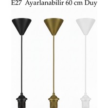 Naturesha E27 Duy Tesisatı - Ayarlanabilir Askı Takımı - Siyah, Beyaz ve Antik Gold Renk Seçenekli Avize Kablosu