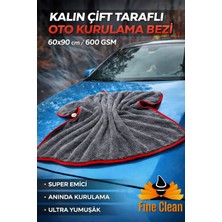 Fine Clean ( 90X60CM ) 600 Gsm Çift Taraflı Biyeli Mikrofiber Oto Yıkama Araba Kurulama Bezi Ekstra Su Emici