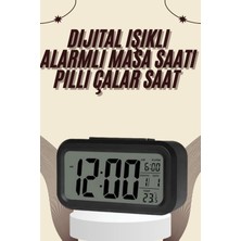 Flamex Dijital Masa Saati Termometreli Takvim Çalar Saat LED Ekran Pilli