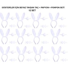 Fredeom Store Beyaz Tavşan Kostüm Seti – Taç, Papyon, Kuyruk (12’li Paket)