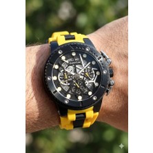 Quantum 50MM, Kronograf Erkek Kol Saati | Paslanmaz Çelik Kasa, Sarı Silikon Kordon, Safir Cam, 10 Atm