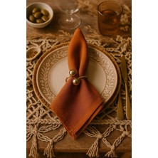 Emtory Home  Parlak gold boncuklu 12 adet gold metal halkalı peçete yüzüğü