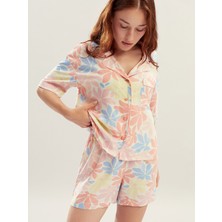 Lc Waikiki Yeni Sezon Petite Gömlek Yaka Kadın Şortlu Pijama Takımı