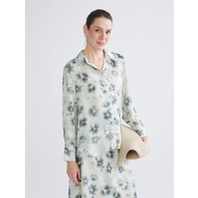 Lc Waikiki Yeni Sezon Batik Desenli Oversize Saten Kadın Gömlek